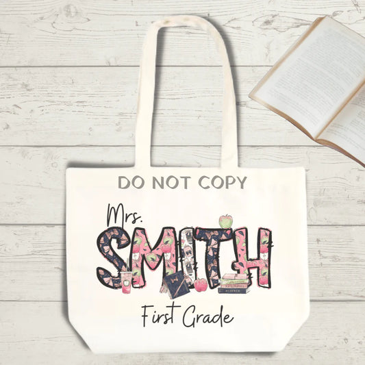 Personalized Teacher Reusable Tote Bag