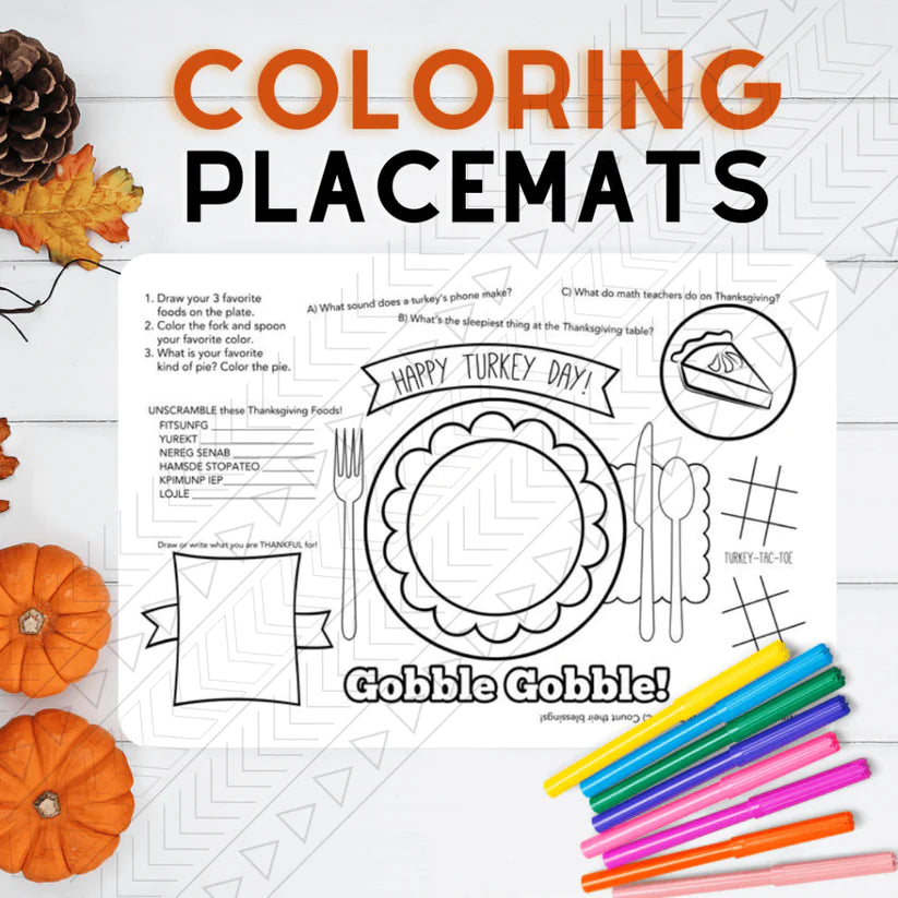 Thanksgiving Activities Coloring Placemat