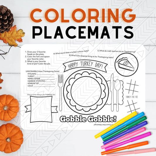 Thanksgiving Activities Coloring Placemat