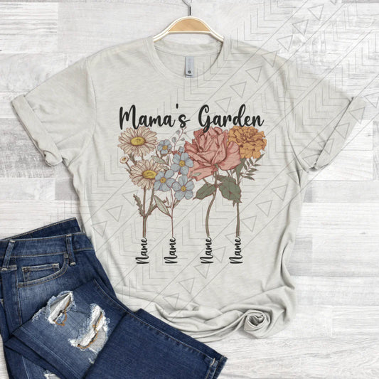 Camiseta vintage con nombre de Mama's Garden