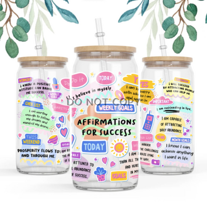 Affirmations For Success Clear Glass Glass Can