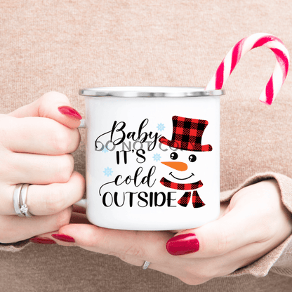 Baby Its Cold Snowman Enamel Mug Mug