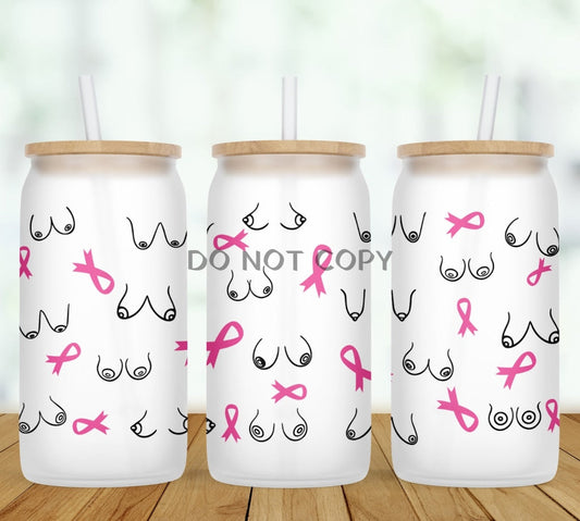Breast Cancer Awareness Glass Can