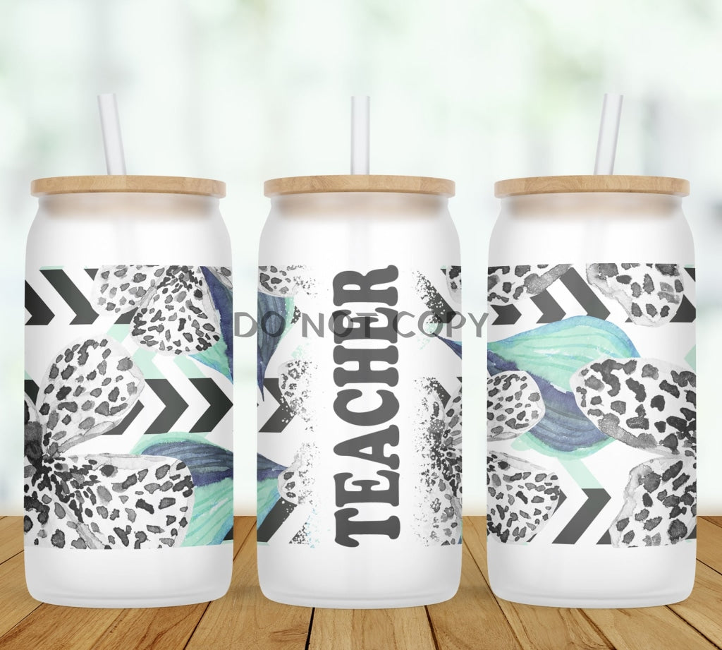 Bw Teal Personalized Glass Can