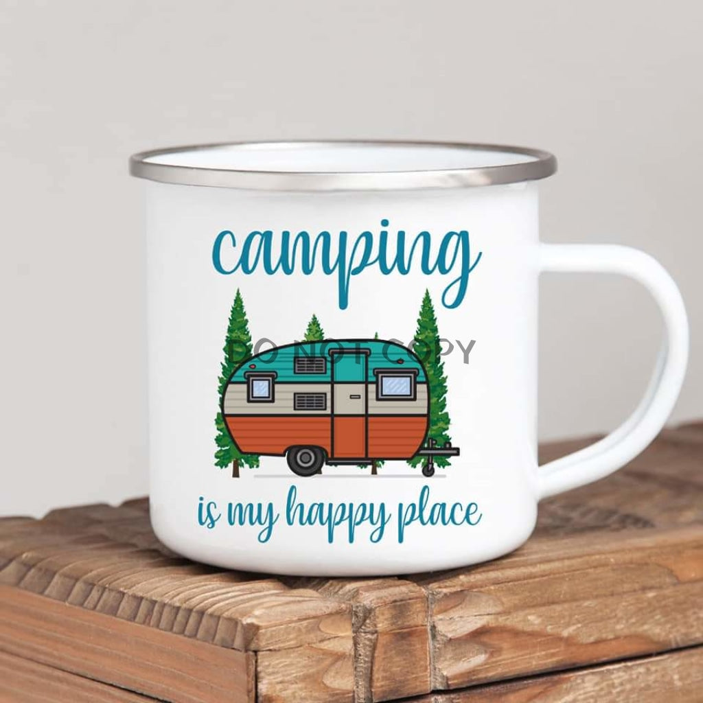Camping Happy Place Enamel Mug Mug