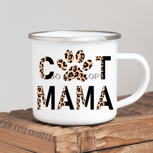 Cat Mama Enamel Mug Mug