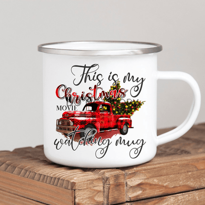 Christmas Movie Watching 2 Enamel Mug Mug