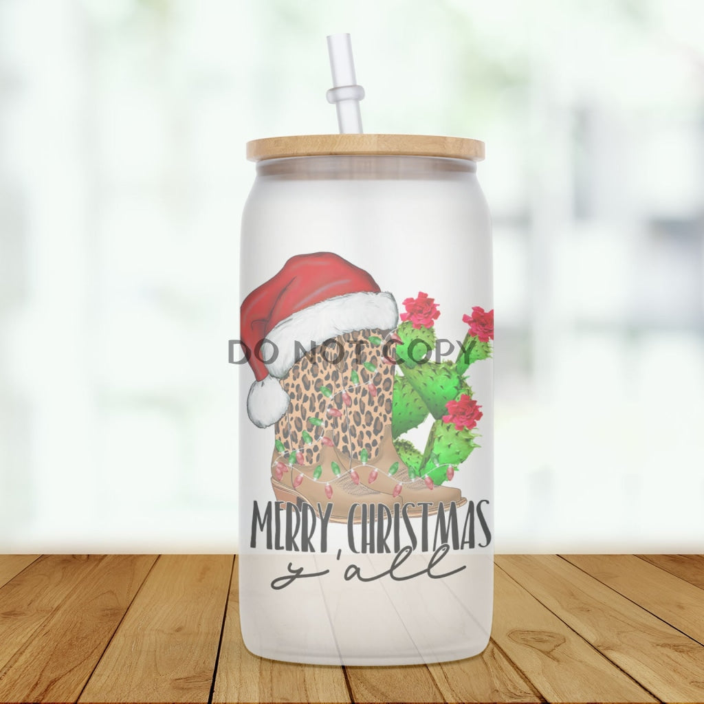 Christmas Yall Glass Can