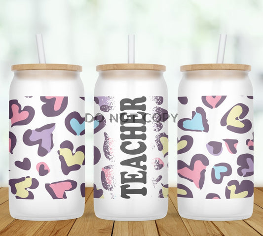 Colorful Hearts Personalized Glass Can