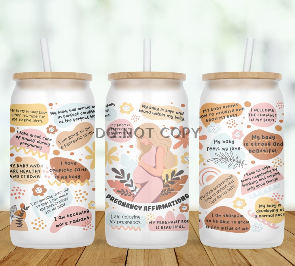 Custom Pregnancy Affirmations Glass Can