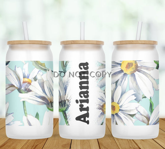 Daisy Personalized Glass Can