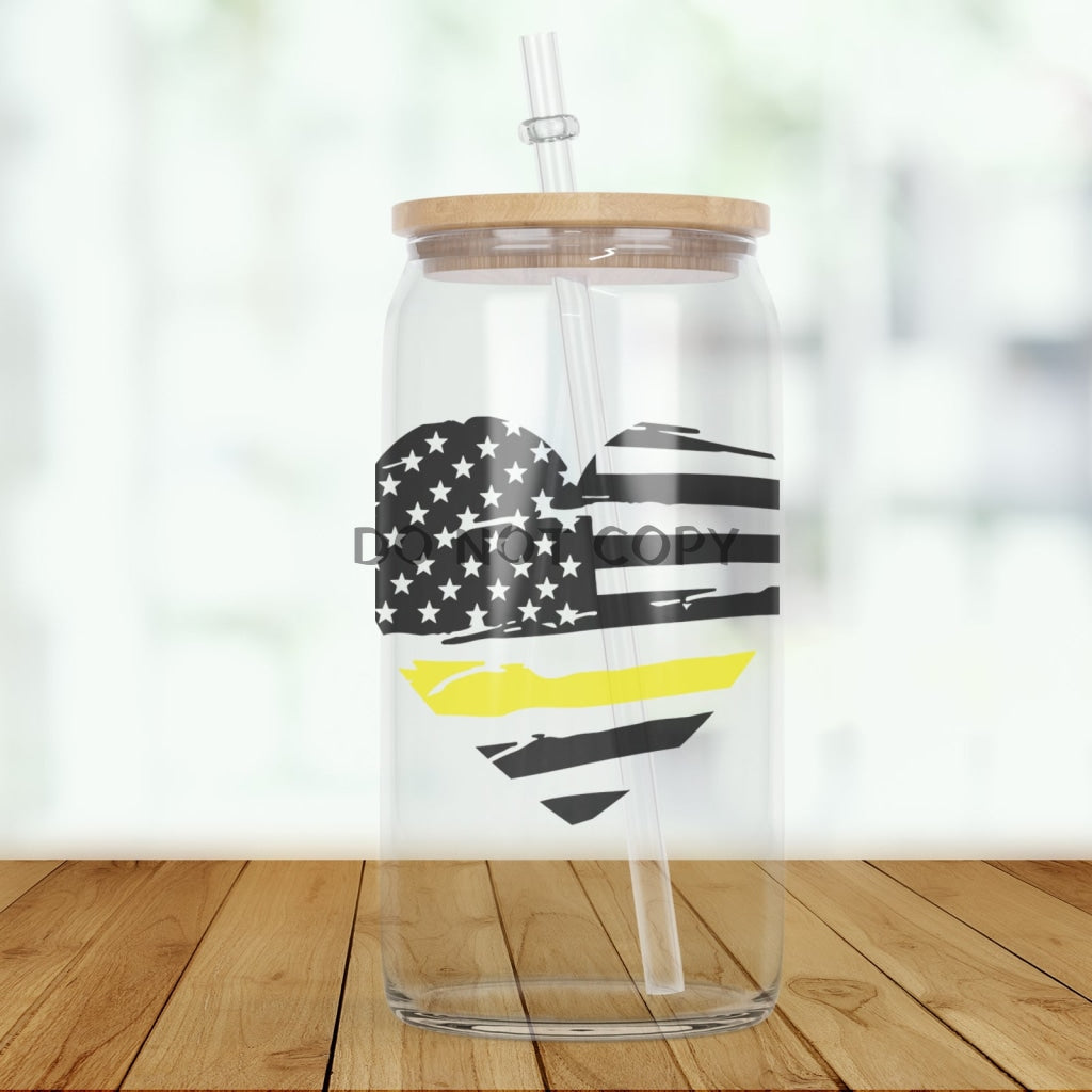 Dispatcher Flag Heart Clear Glass Glass Can