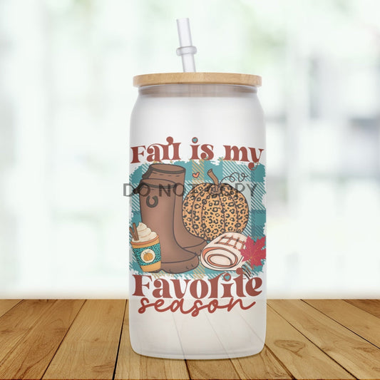 Favorite Season Fall Glass Can