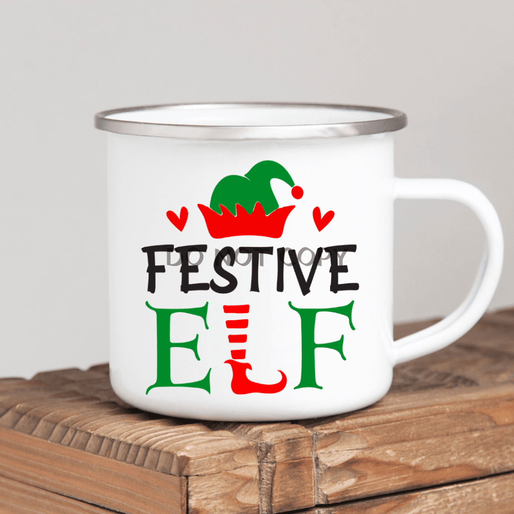 Festive Elf Enamel Mug Mug