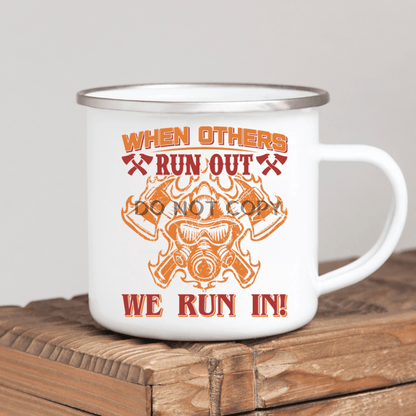 Firemen Run In Enamel Mug Mug