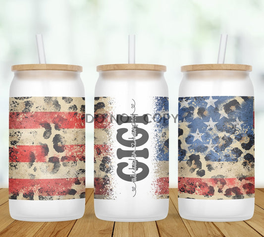 Flag Leopard Personalized Glass Can