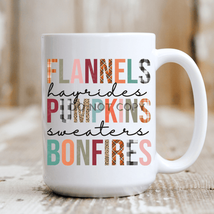 Flannels Hayrides Pumpkins Ceramic Mug 15Oz Mug