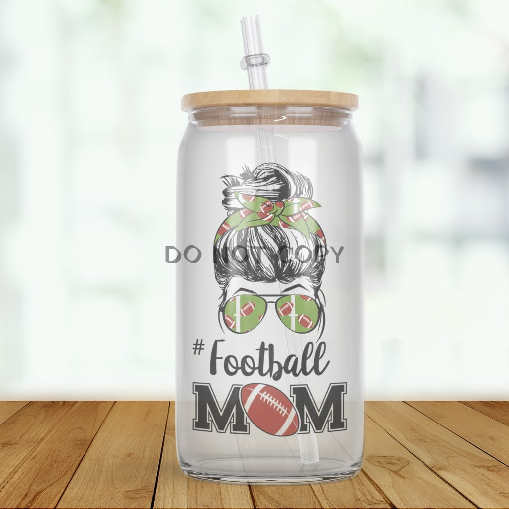 Football Mom Glass Can