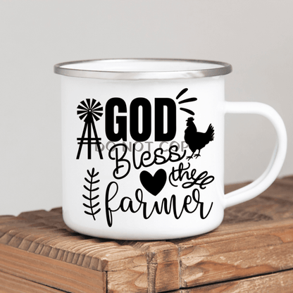 God Bless The Farmer Enamel Mug Mug