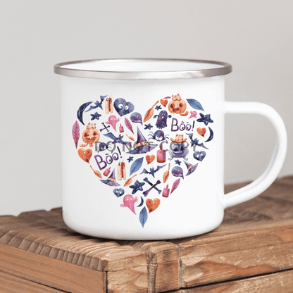 Halloween Heart Enamel Mug Mug