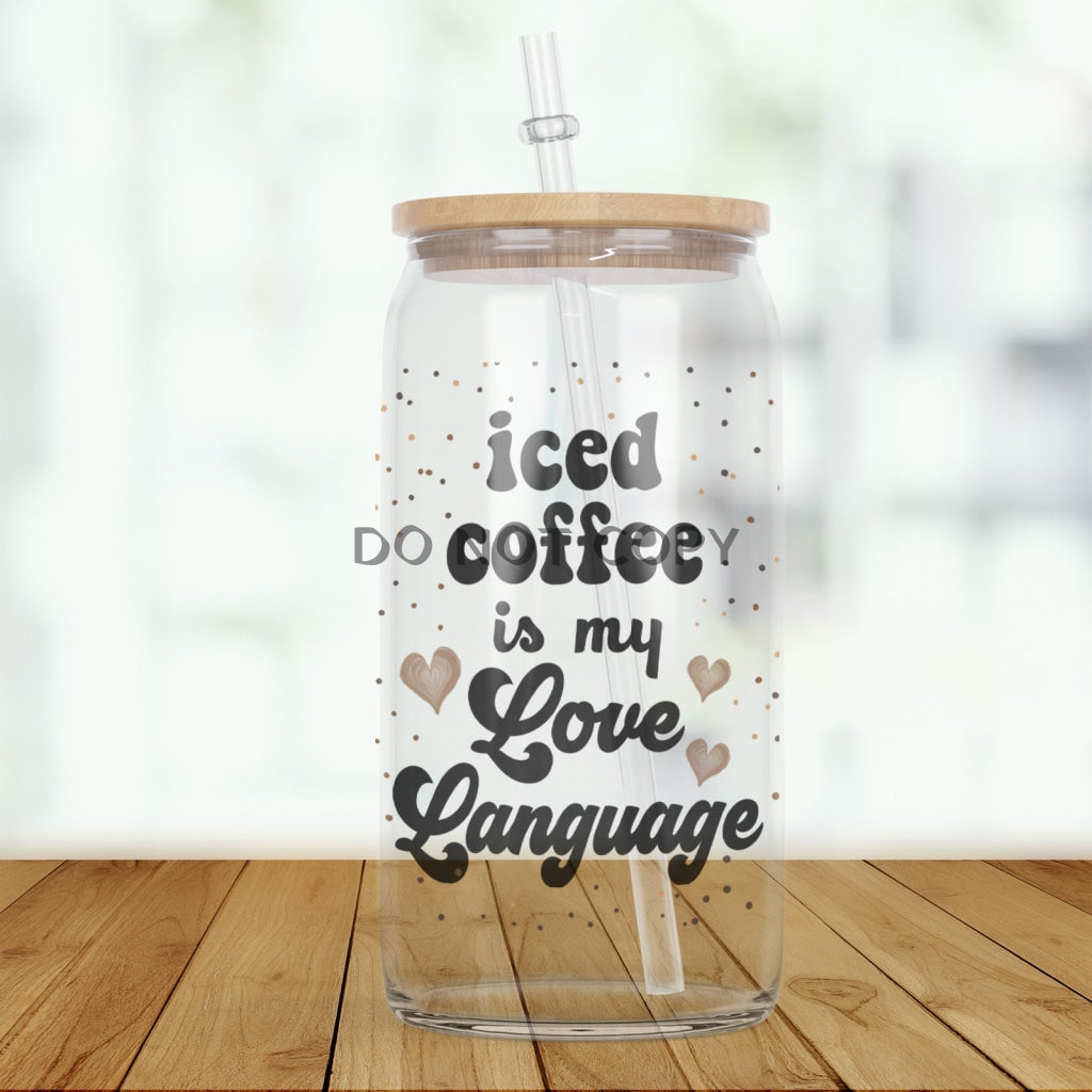 Iced Coffee Love Clear Glass Glass Can