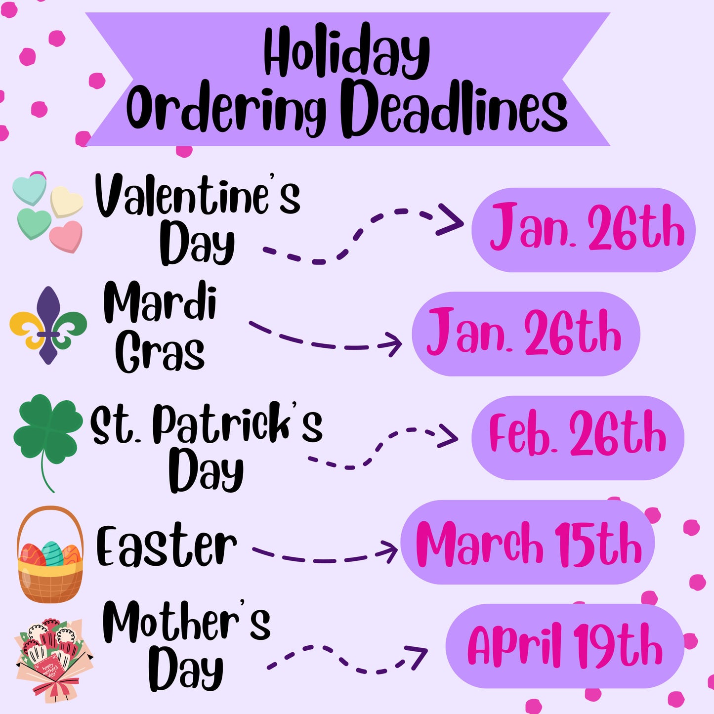 Holiday ordering deadline