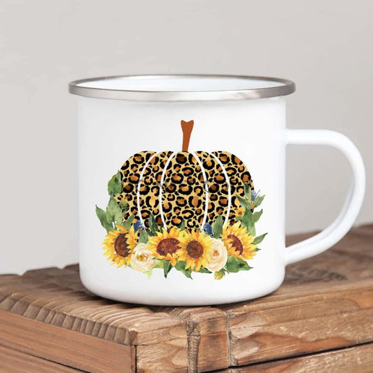 Leopard Sunflower Pumpkin Mug