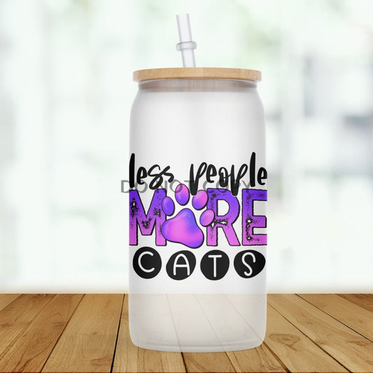 Less People More Cats Glass Can