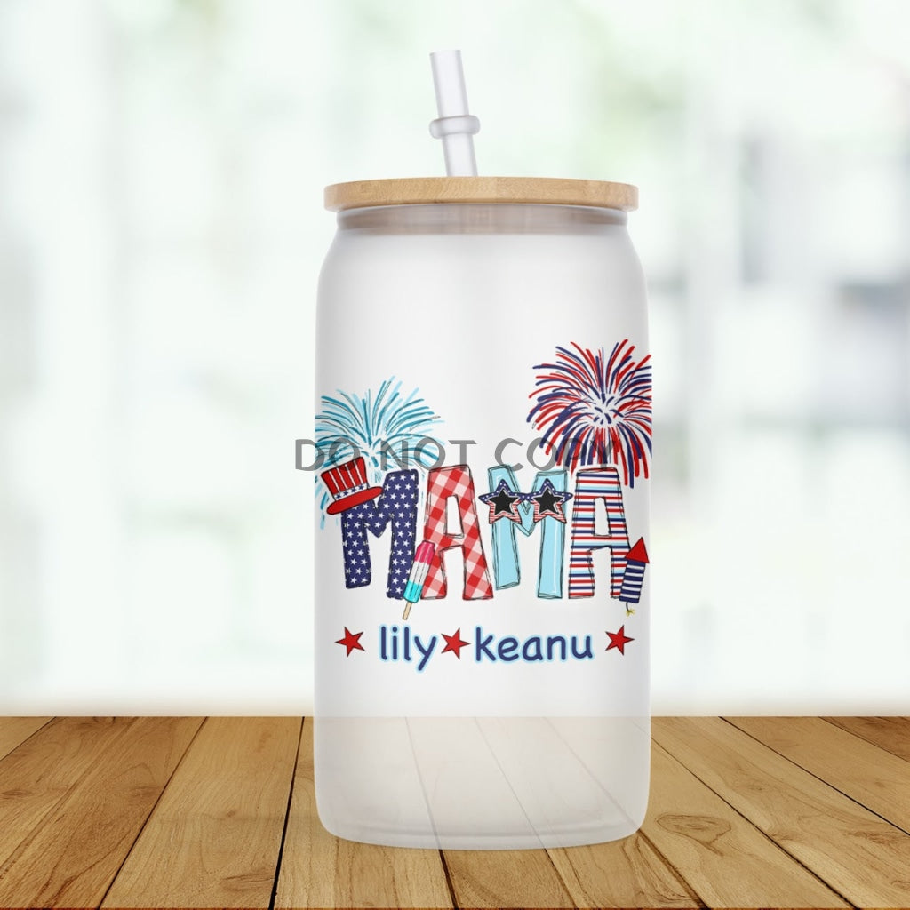 Mama 4Th Of July Glass Can