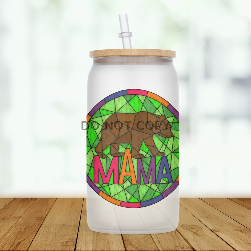 Mama Bear Mosaic Glass Can