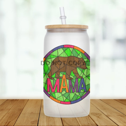 Mama Bear Mosaic Glass Can