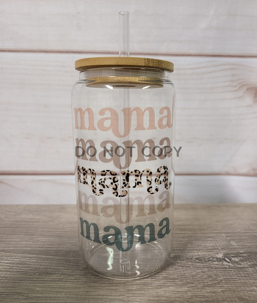 Mama Repeat Clear Glass Glass Can