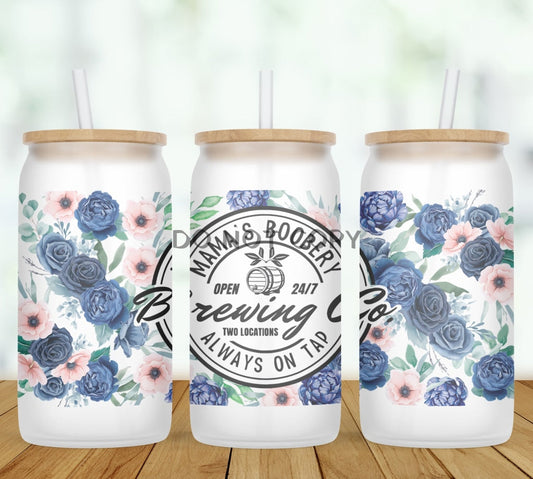 Mamas Boobery Floral Glass Can