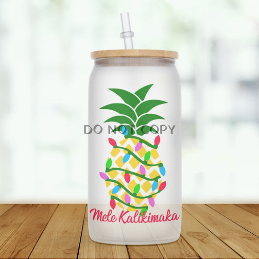 Mele Kalikimaka Holiday Pineapple Glass Can