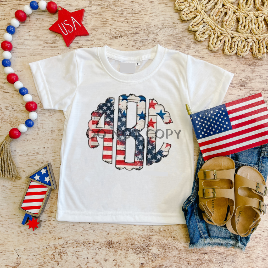 Monogram 4Th Of July Tee Kids Shirts